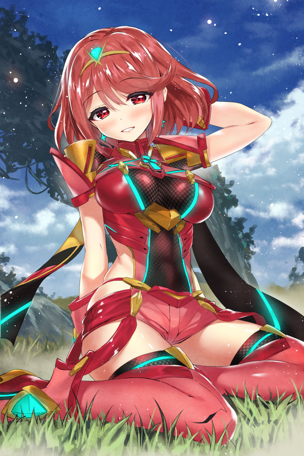 pyra (xenoblade chronicles and 1 more) drawn by kiba_satoshi