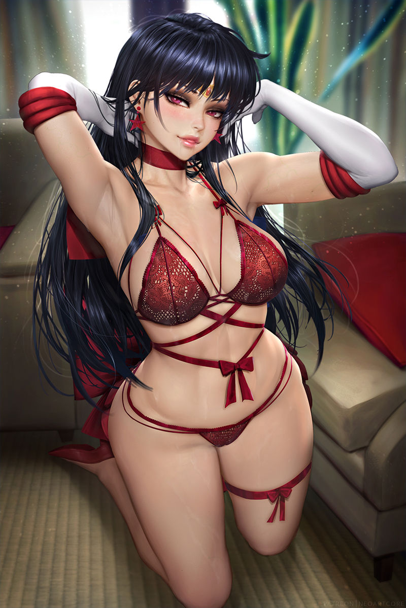 hino rei and sailor mars (bishoujo senshi sailor moon) drawn by neoartcore