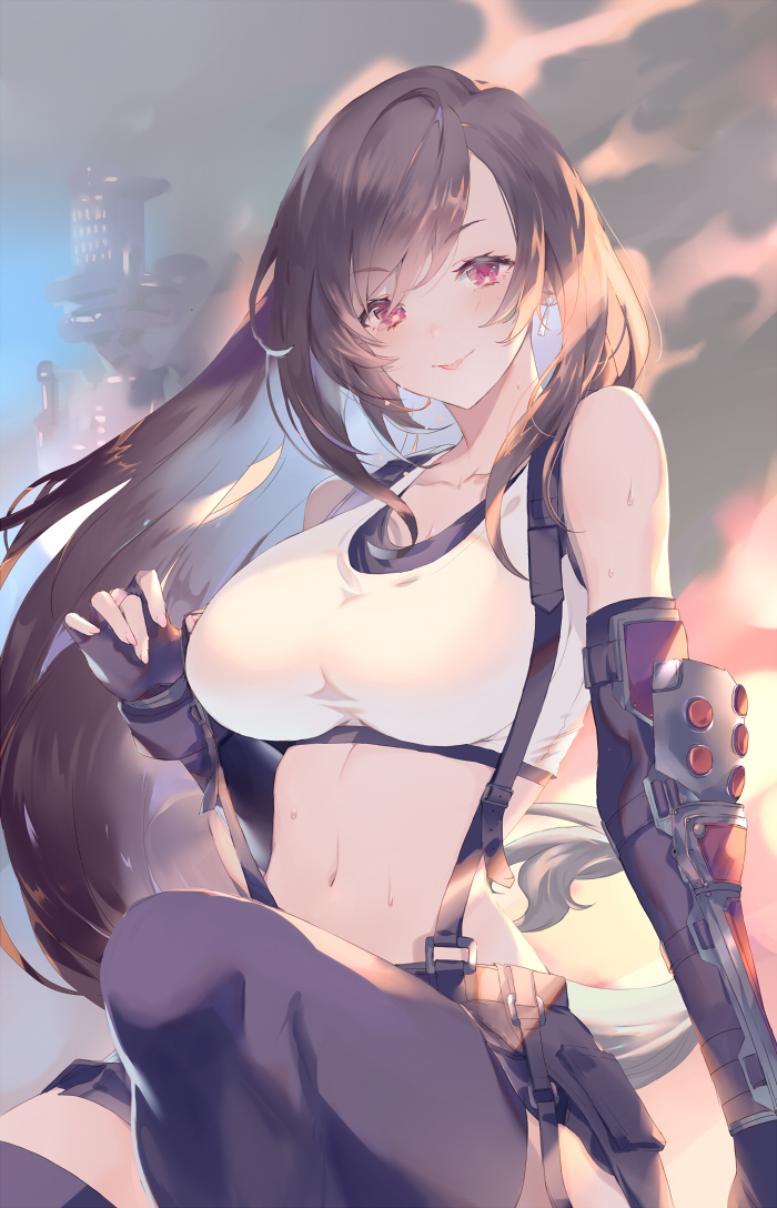 tifa lockhart (final fantasy and 2 more) drawn by hanatora_yuki
