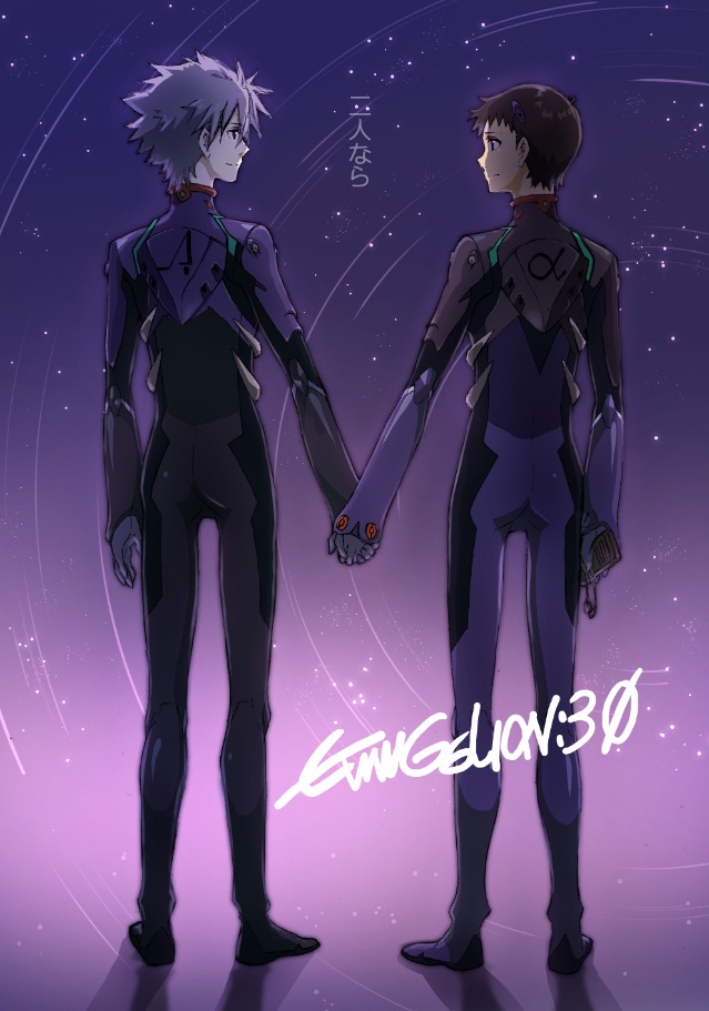ikari shinji and nagisa kaworu (neon genesis evangelion and 2 more) drawn by mizuno_kagari