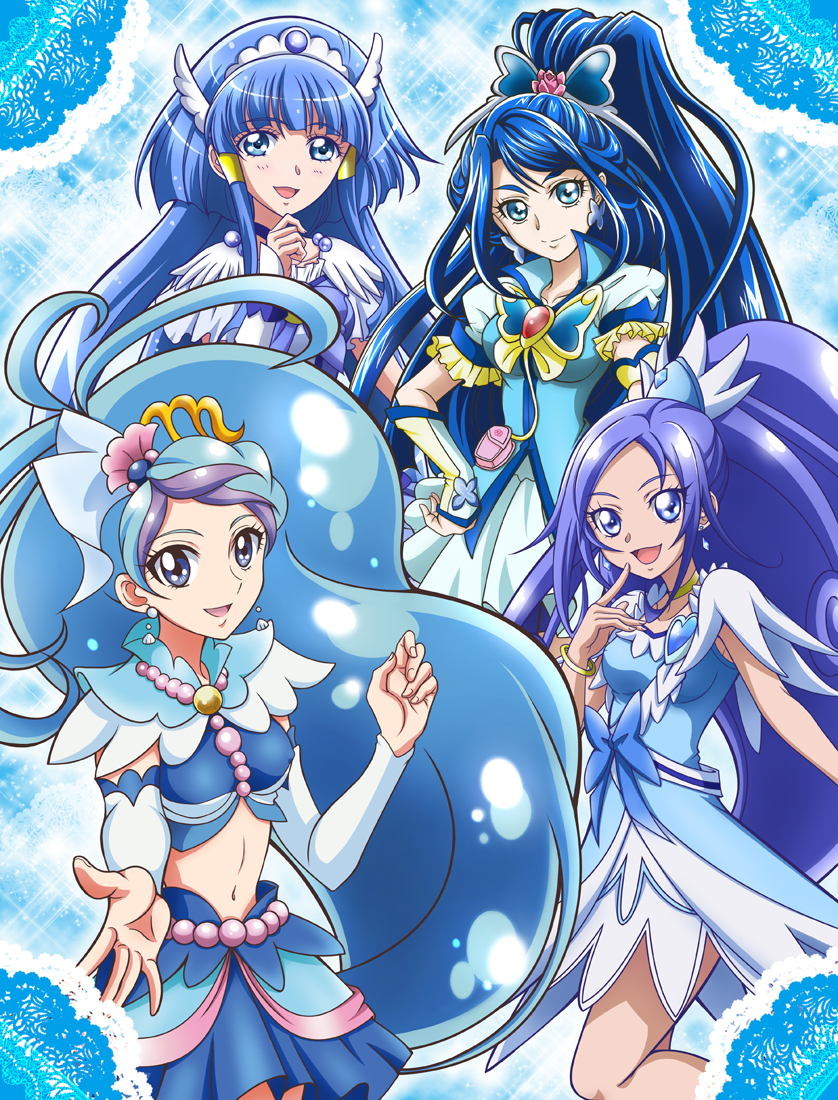 hishikawa rikka, aoki reika, cure beauty, minazuki karen, kaidou minami, and 3 more (precure and 5 more) drawn by hanzou