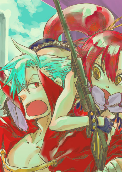 yoko littner and kamina (tengen toppa gurren lagann) drawn by hoshino_hitsuki