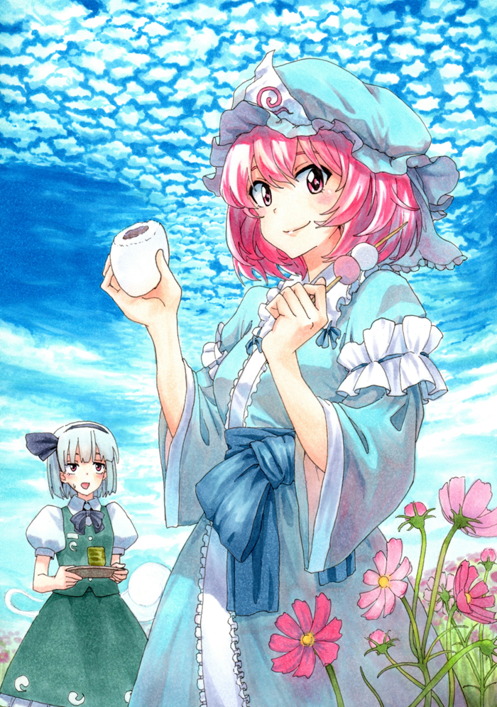 konpaku youmu and saigyouji yuyuko (touhou) drawn by shiratama_(hockey)