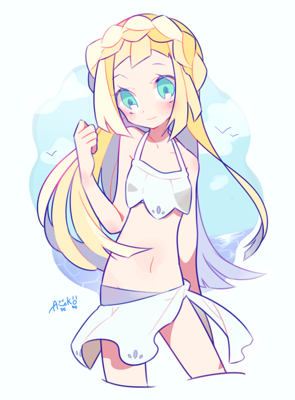lillie (pokemon and 1 more) drawn by auko