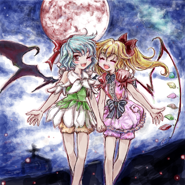 remilia scarlet and flandre scarlet (touhou) drawn by nanashii_(soregasisan)