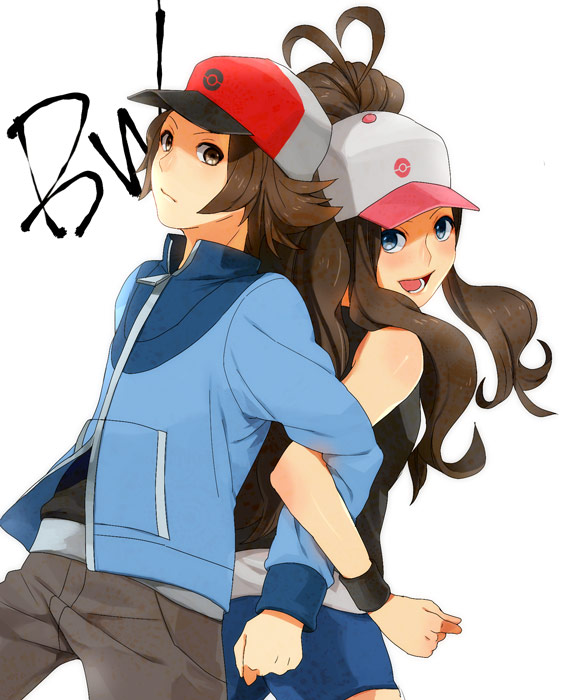hilda and hilbert (pokemon and 1 more) drawn by asa_(oaasvxr)