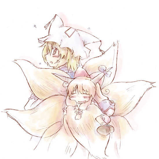 yakumo ran and ibuki suika (touhou) drawn by kasuga_yuuki
