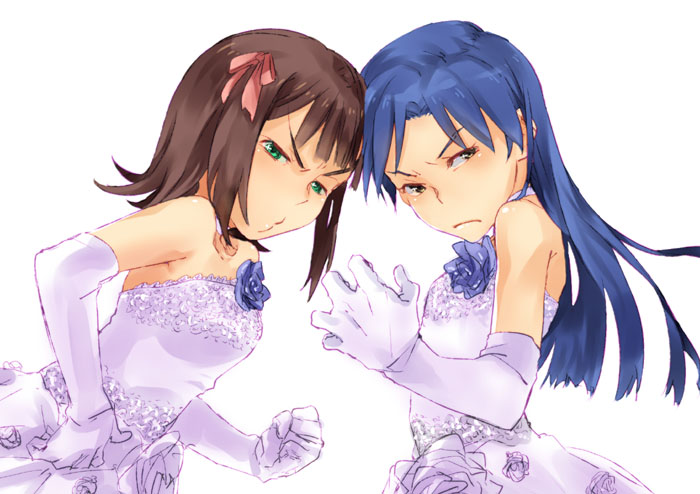 kisaragi chihaya and amami haruka (idolmaster) drawn by @unko