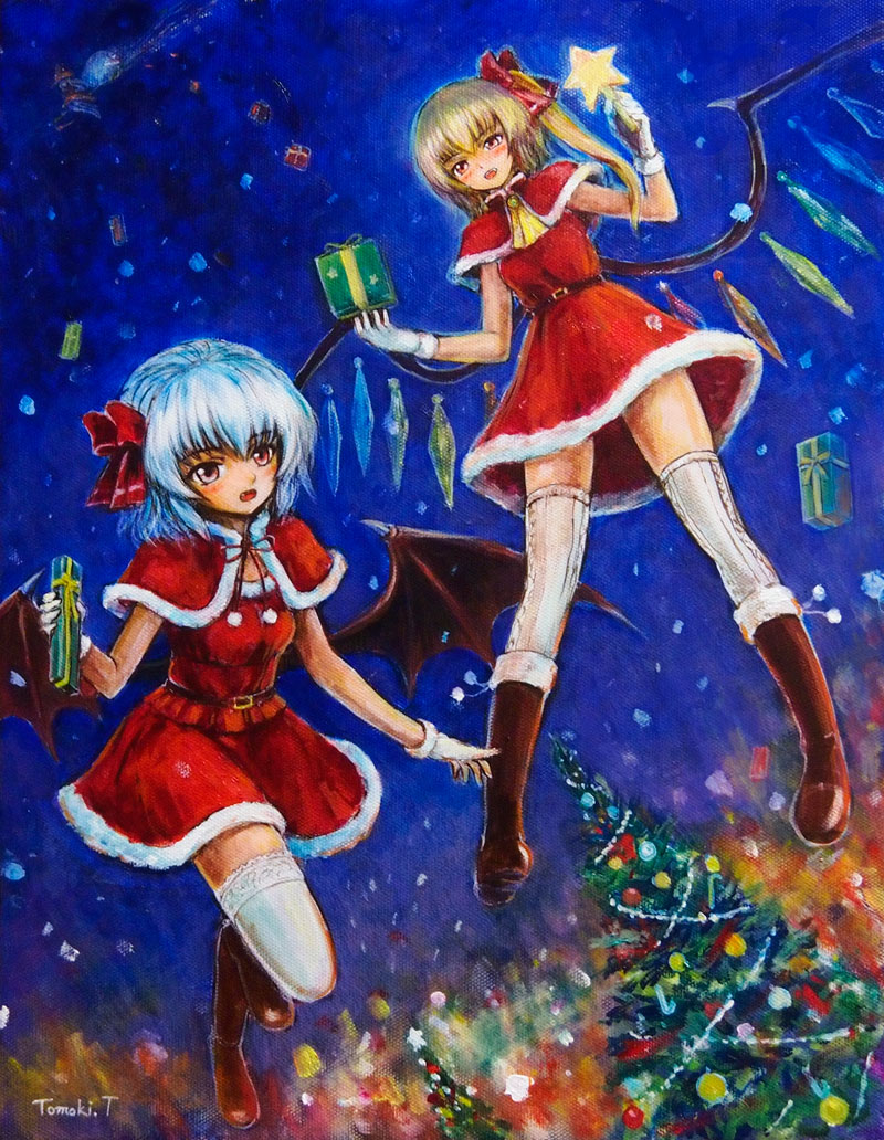 kirisame marisa, remilia scarlet, and flandre scarlet (touhou) drawn by tafuto