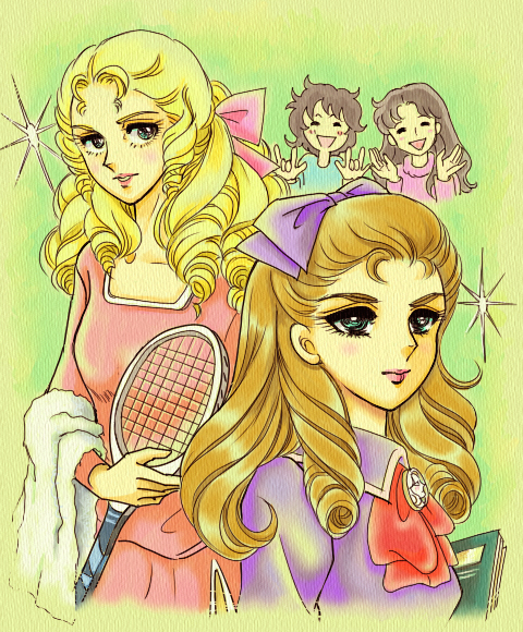 oka hiromi, himekawa ayumi, ryuuzaki reika, and matsumoto rio (glass no kamen and 1 more) drawn by pipi-mama