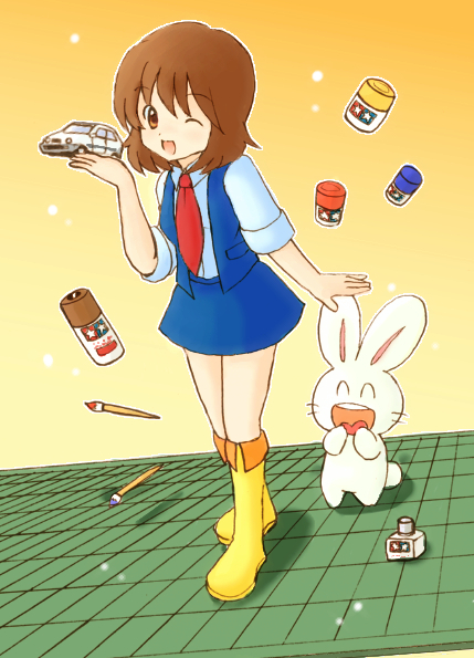 moko-chan and rabbi-kun (tamiya incorporated) drawn by eijima_moko