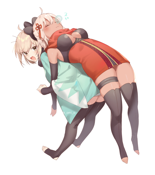 okita souji and okita souji alter (fate and 1 more) drawn by omi_(tyx77pb_r2)