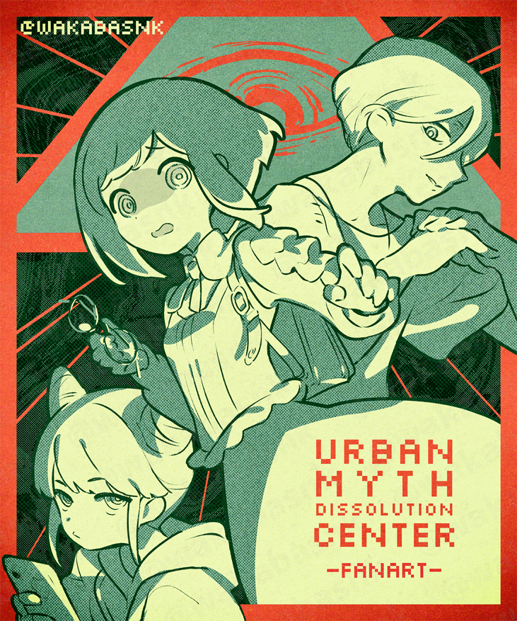 fukurai azami, jasmine, and meguriya ayumu (toshi densetsu kaitai center) drawn by wakabasnk