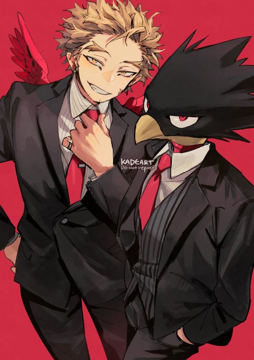 hawks and tokoyami fumikage (boku no hero academia) drawn by kadeart