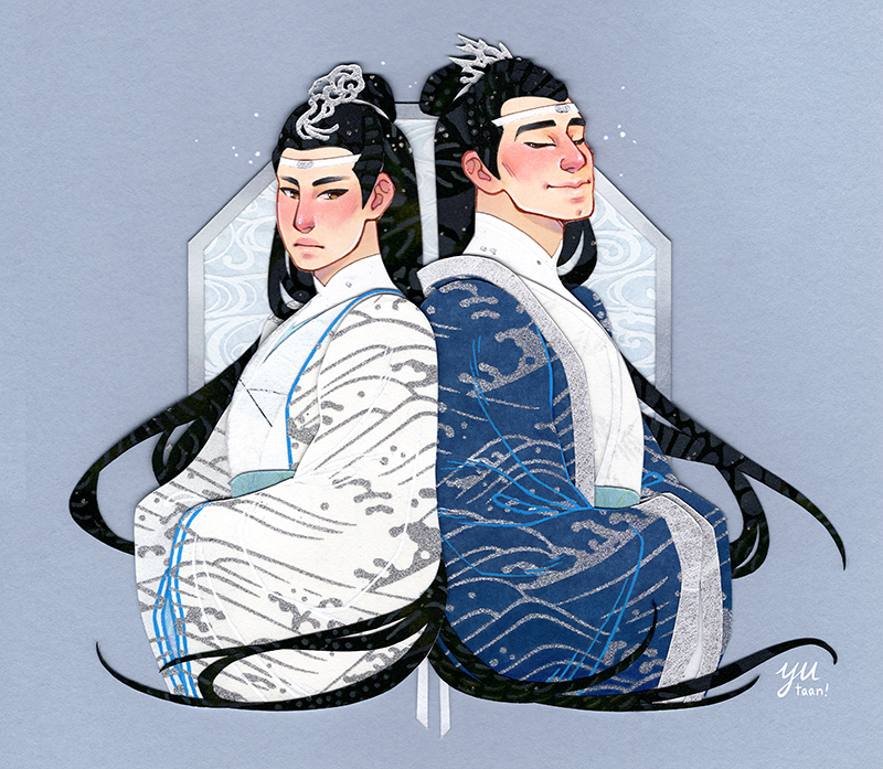 lan wangji and lan xichen (modao zushi) drawn by yutaan