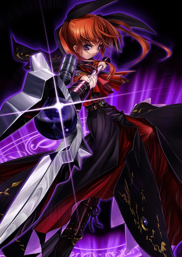 takamachi nanoha and raising heart (lyrical nanoha and 1 more) drawn by tom_(1art.)