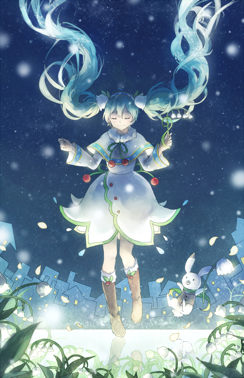 hatsune miku, yuki miku, and rabbit yukine (vocaloid) drawn by domik