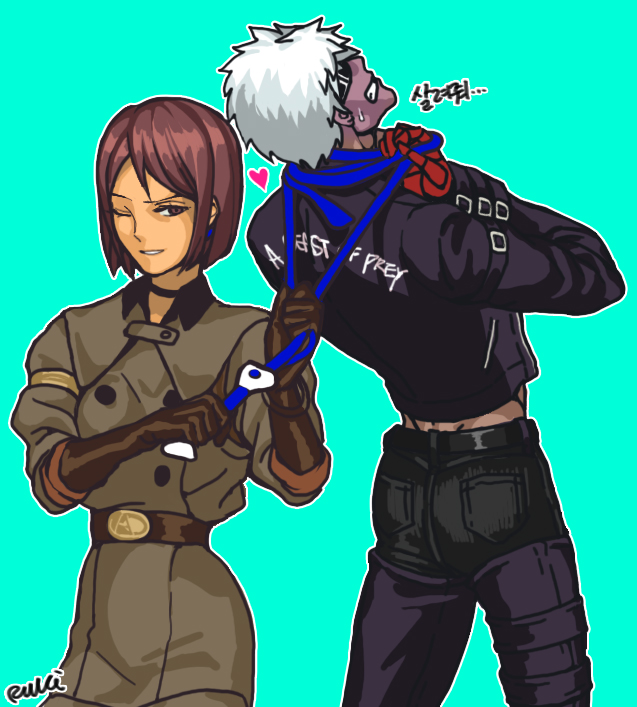 k' and whip (the king of fighters) drawn by rukiana