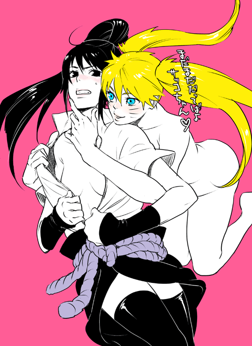 uchiha sasuke and naruko (naruto) drawn by futatsu_(bt)