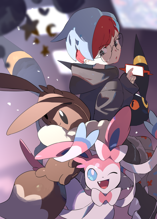 eevee, rotom, sylveon, umbreon, rotom phone, and 1 more (pokemon and 1 more) drawn by e_volution