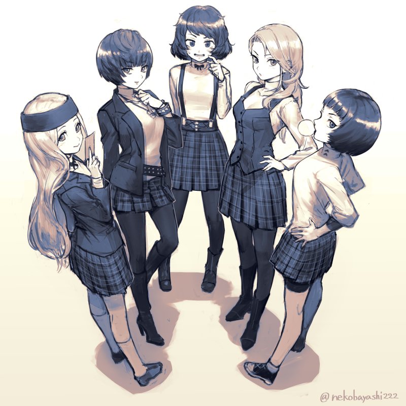 niijima makoto, kawakami sadayo, takemi tae, niijima sae, mifune chihaya, and 1 more (persona and 1 more) drawn by nekobayashi_(nekoforest)