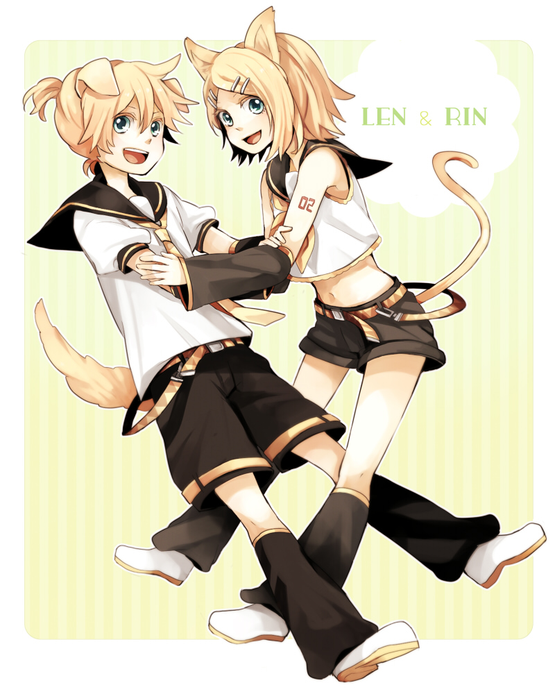 kagamine rin and kagamine len (vocaloid) drawn by tama_(songe)