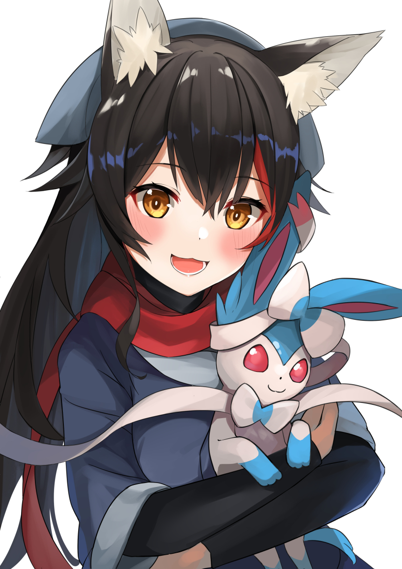 ookami mio, akari, and sylveon (pokemon and 2 more) drawn by sora_no_tori