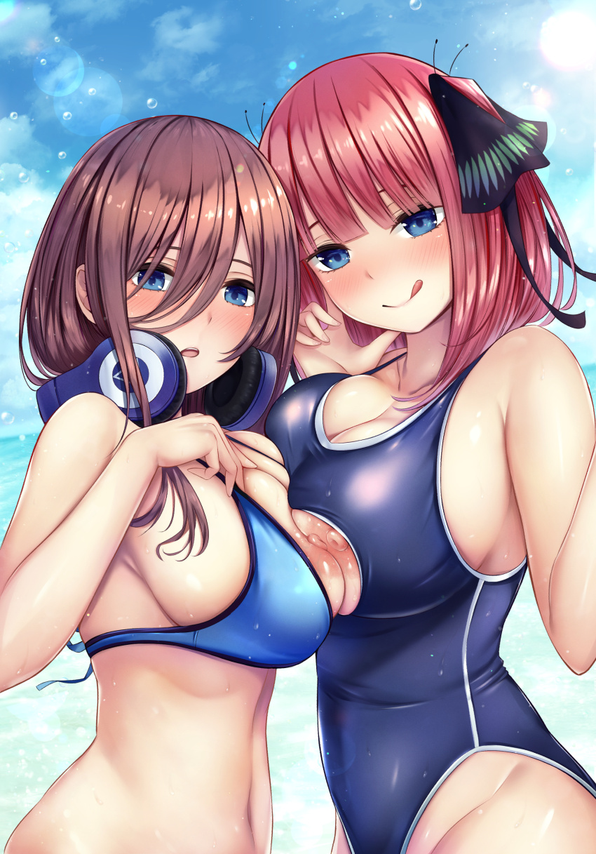 nakano nino and nakano miku (go-toubun no hanayome) drawn by kannko_bokujou