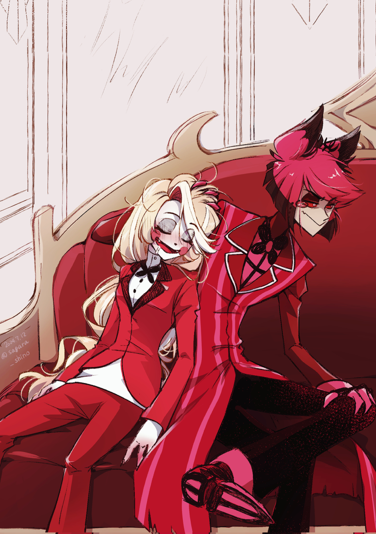 charlie morningstar and alastor (hazbin hotel) drawn by sagara_shino