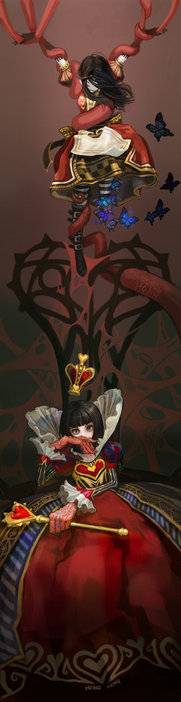 alice liddell and queen of hearts (american mcgee's alice and 1 more) drawn by hong_yun_ji
