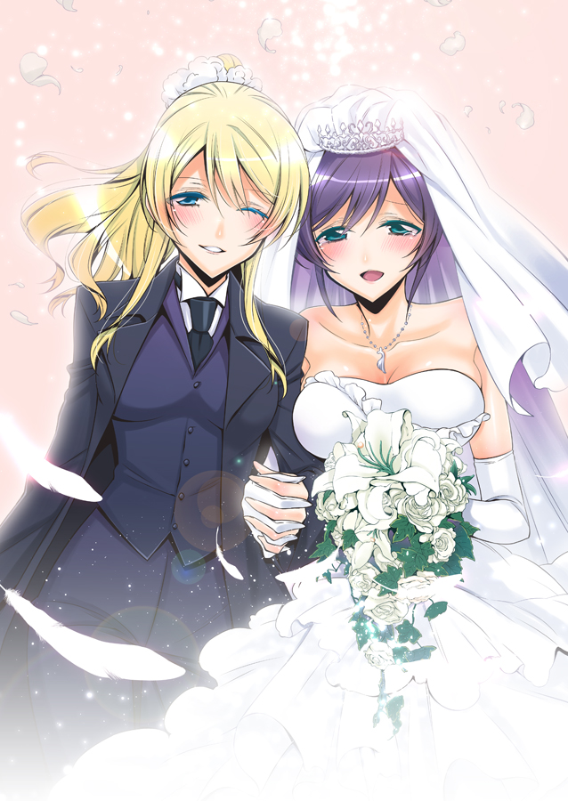 tojo nozomi and ayase eli (love live! and 1 more) drawn by takano_saku