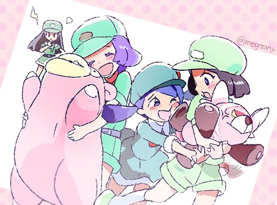 slowpoke, stufful, and picnicker (pokemon and 4 more) drawn by mizutani_megumi