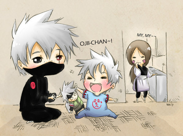 hatake kakashi, nohara rin, and hatake sakumo (original and 2 more) drawn by kaichu
