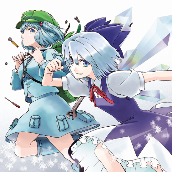 cirno and kawashiro nitori (touhou) drawn by ak2