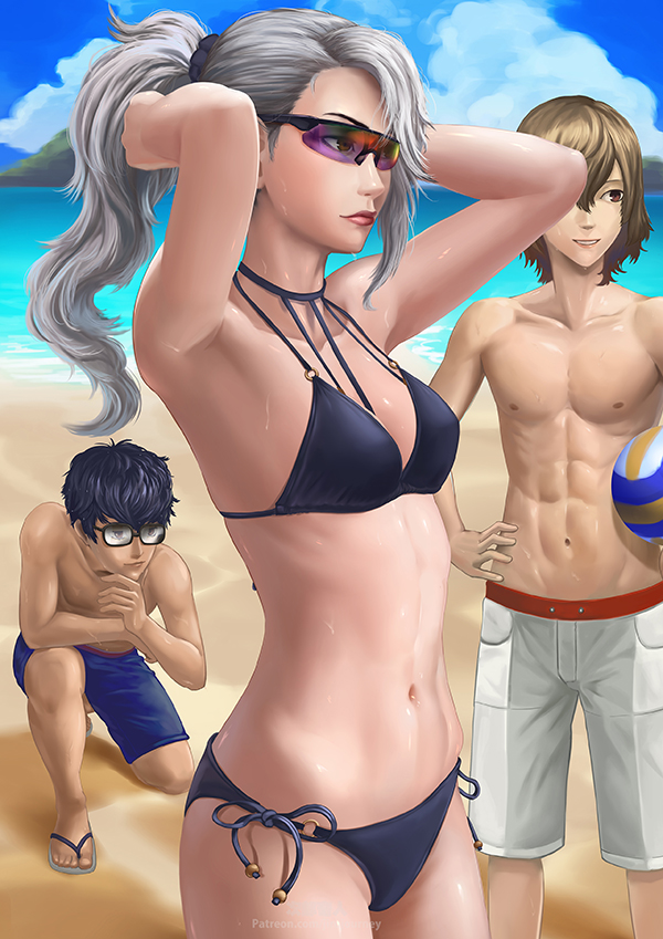 amamiya ren, akechi gorou, and niijima sae (persona and 1 more) drawn by jiro-knightraider