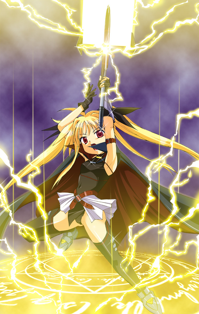 fate testarossa and bardiche (lyrical nanoha and 2 more) drawn by nishi_(count2.4)