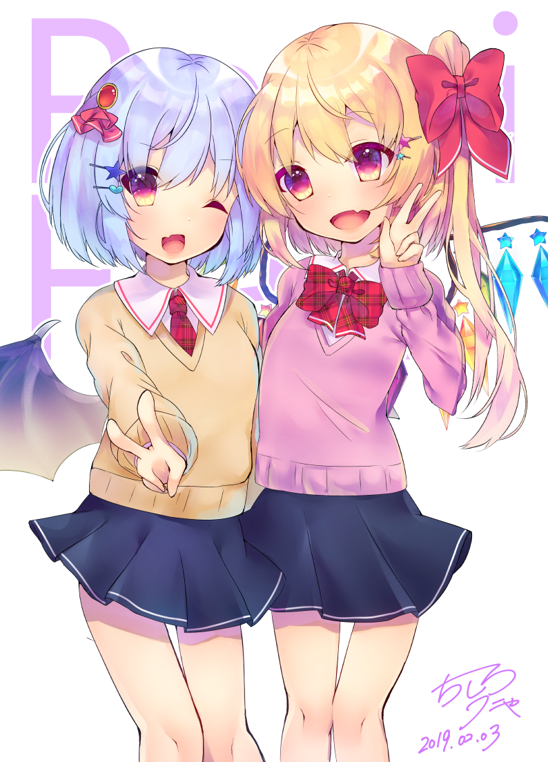 remilia scarlet and flandre scarlet (touhou) drawn by chisiro_unya_(unya_draw)