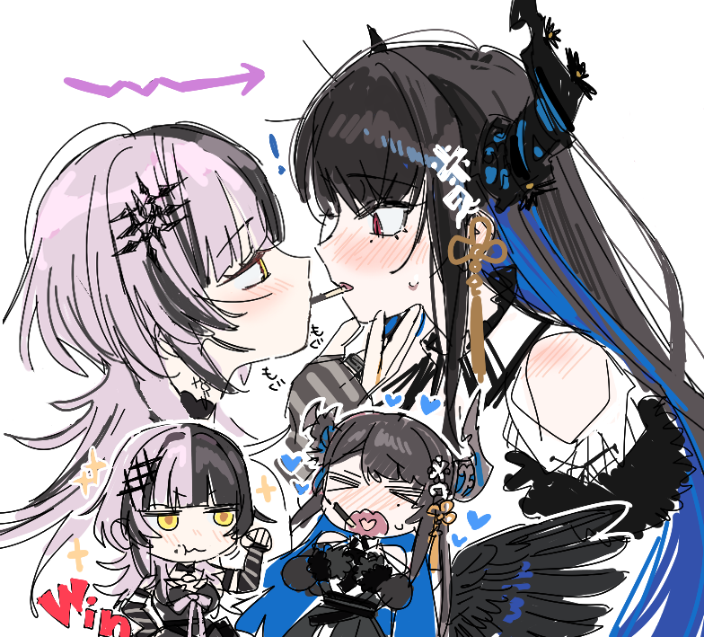 shiori novella and nerissa ravencroft (hololive and 1 more) drawn by yomosaka