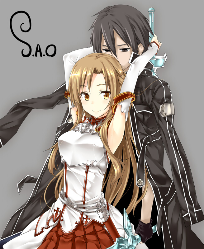 asuna and kirito (sword art online) drawn by himura_kiseki