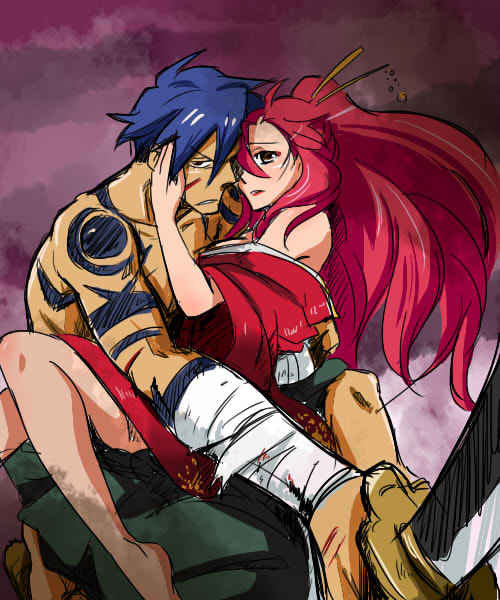 yoko littner and kamina (tengen toppa gurren lagann and 1 more) drawn by rikko_(peso)