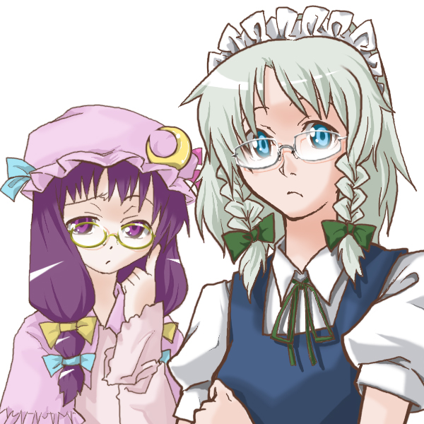 izayoi sakuya and patchouli knowledge (touhou) drawn by gengorou