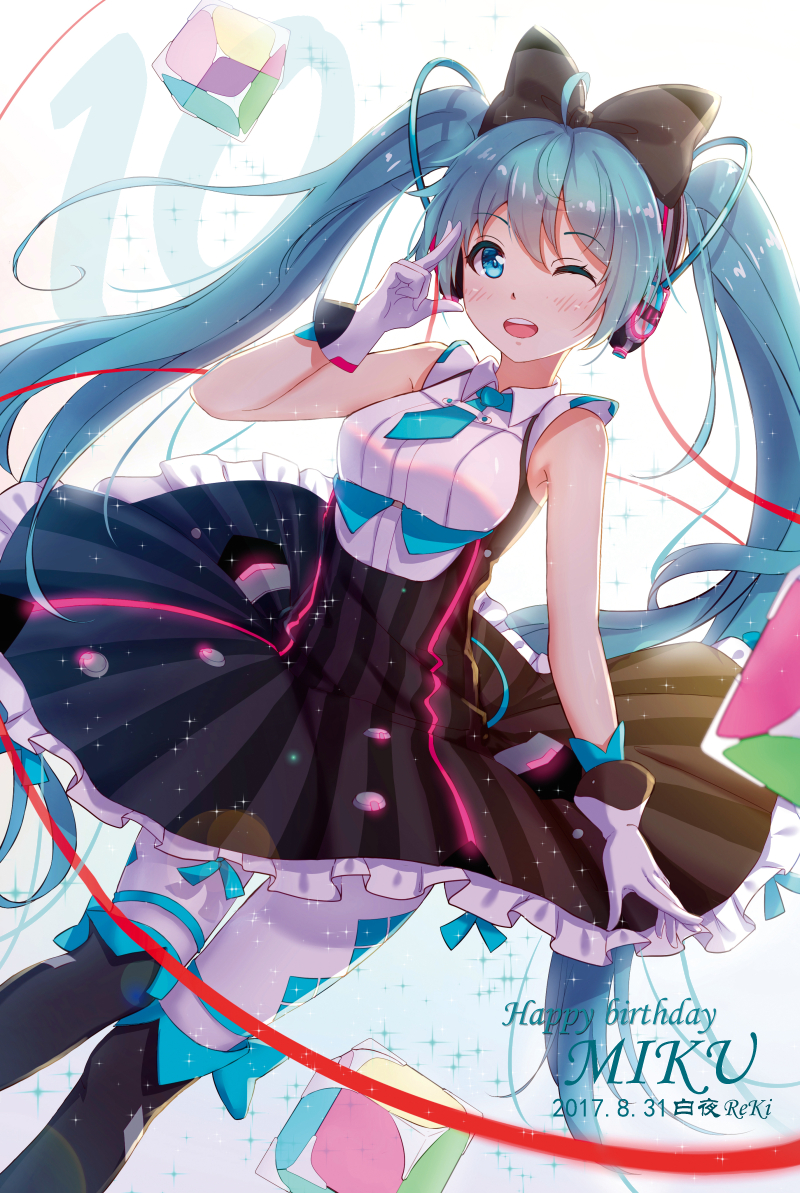 hatsune miku and magical mirai miku (vocaloid and 1 more) drawn by byakuya_reki