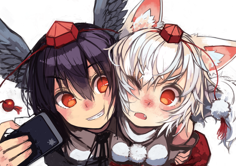 shameimaru aya and inubashiri momiji (touhou) drawn by kaneni