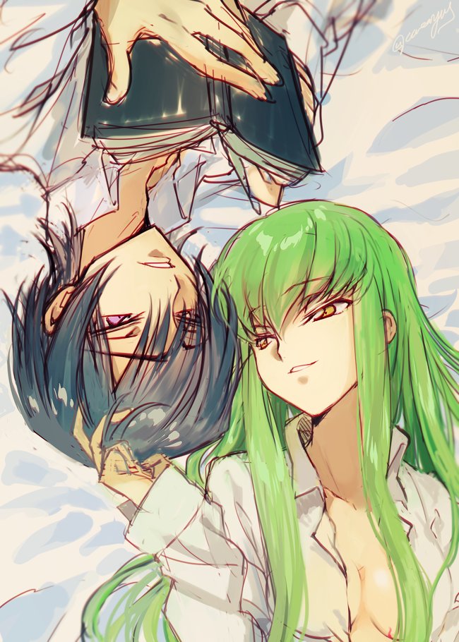 c.c. and lelouch vi britannia (code geass) drawn by creayus