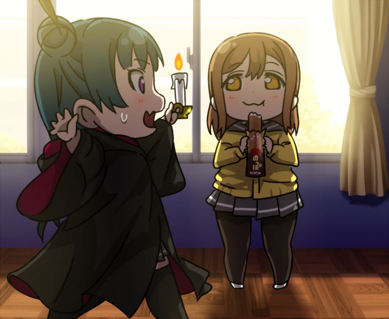 tsushima yoshiko and kunikida hanamaru (love live! and 1 more) drawn by usamaru67pi