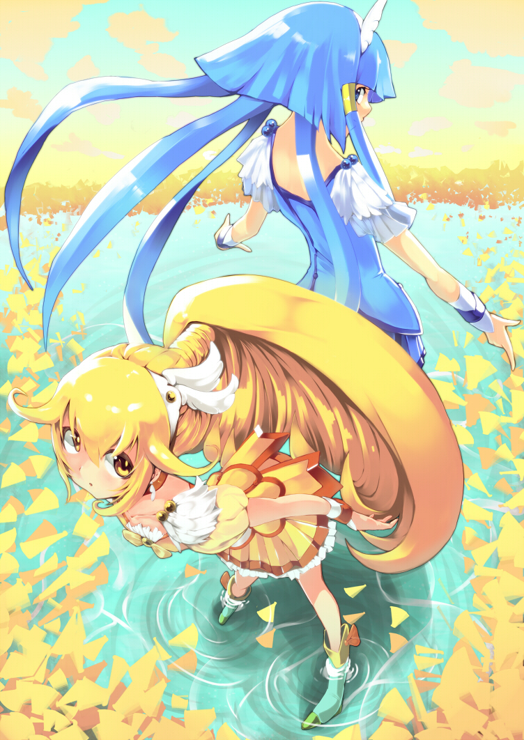kise yayoi, aoki reika, cure peace, and cure beauty (precure and 1 more) drawn by opta