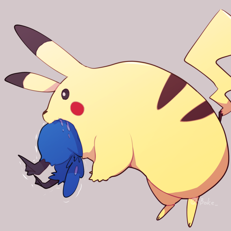 pikachu and cramorant (pokemon) drawn by boke-chan