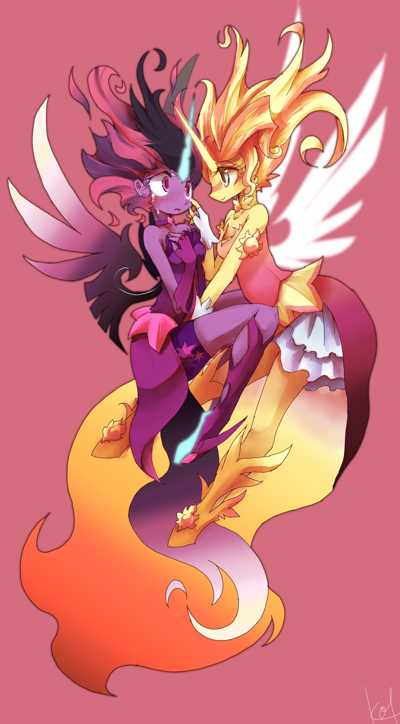 twilight sparkle, sunset shimmer, sci-twi, midnight sparkle, and daydream shimmer (my little pony and 2 more) drawn by kolshica