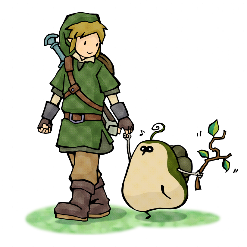 link, kikwi, and machi (the legend of zelda and 1 more) drawn by gentian_i