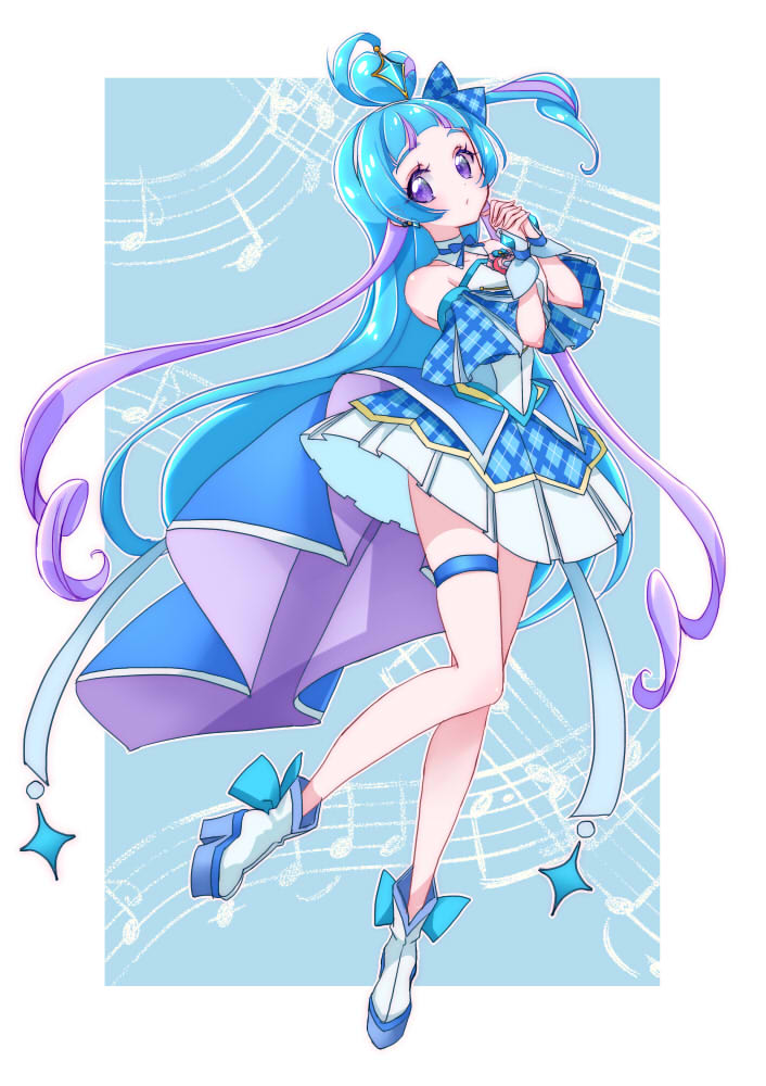 aokaze nana and cure wink (precure and 1 more) drawn by cacao_(99chocolove99)